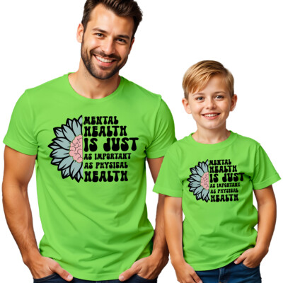 Herren und Kinder Sonnenblume Gehirn psychische Gesundheit Bewusstsein T-Shirt Tee Angst #MHA