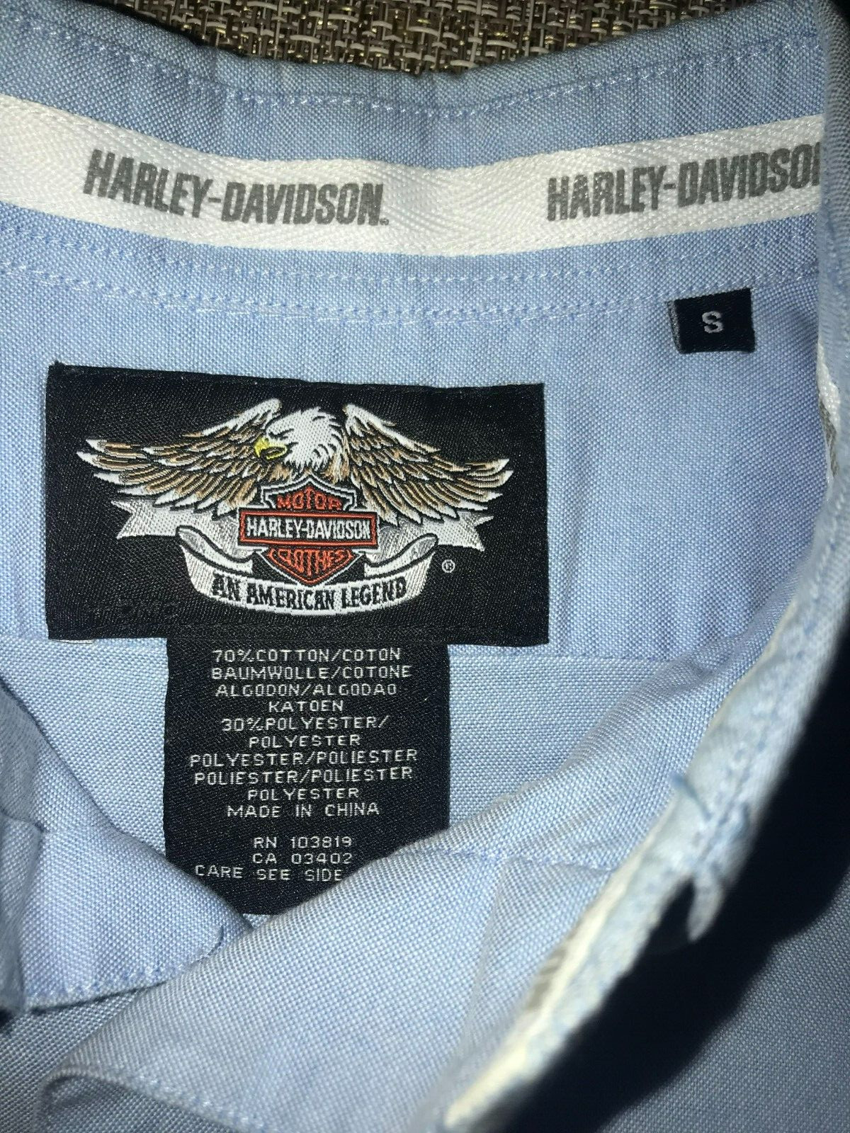 HarleyDavidson Men's Dress Relaxed Fit Blue L/S, Emb… Gem