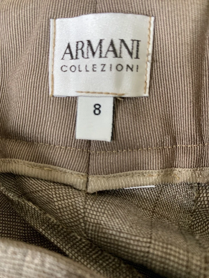 Sz 8 Armani Collezioni Womens Gray Plaid Wool-Blend Dress Pants Wide Leg GUC - Image 4 of 4