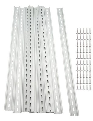 10 Pieces 19'' Aluminum DIN Rails,RoHS Standard Slotted DIN Rail,with Extra Sc...