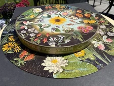 1965 Springbok Wild Flowers Circular Jigsaw Puzzle Maynard Reese Circle Complete