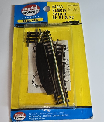 Model Power MiniTrix 4963 N Scale Right Hand RH Remote Switch/Turnout R1 R2 42°