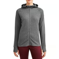 Avia Women  s Full Zip Hooded Athletic Jacket Gray Size S 4  6 EUC