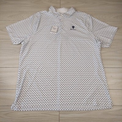 Ben Sherman Sport Golf Polo Mens XXL White Geometric Tech Jersey G7238AFG NEW
