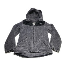 THE NORTH FACE Girl  s Full Zip Fleece OSO HOODIE Grey/Black Youth LG 14-16 EUC