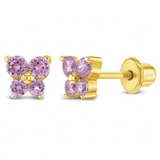 Butterfly Toddler / Kids Earrings Screw Back - Gold Plated Sterling Silver