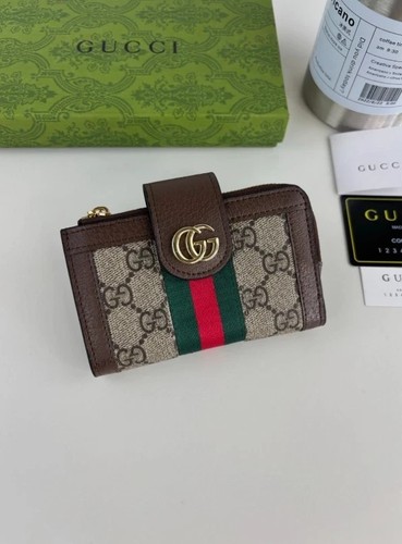 Gucci Monogram Small Zip Wallet Card Coin Pocket Full Original Box & Dust Bag