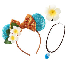 Mouse Ears Bow Headband for Princess Necklace Halloween Party Costume Accessorie