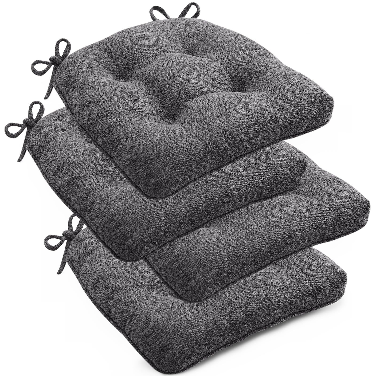 Cushions Set Of 4 For Dining Chairs, 16.5"x15.5" Kitchen Chair Pads Wit...