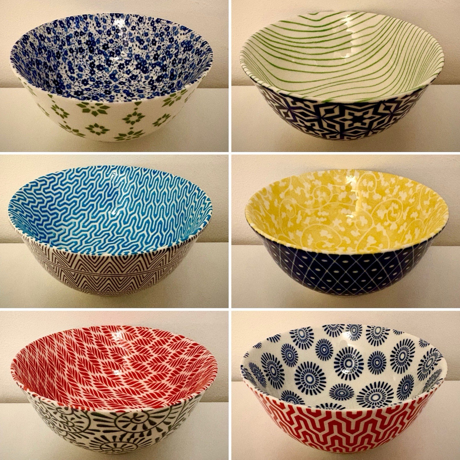 6er Set Amazingware Porzellan Schüsseln - verschiedene Designs