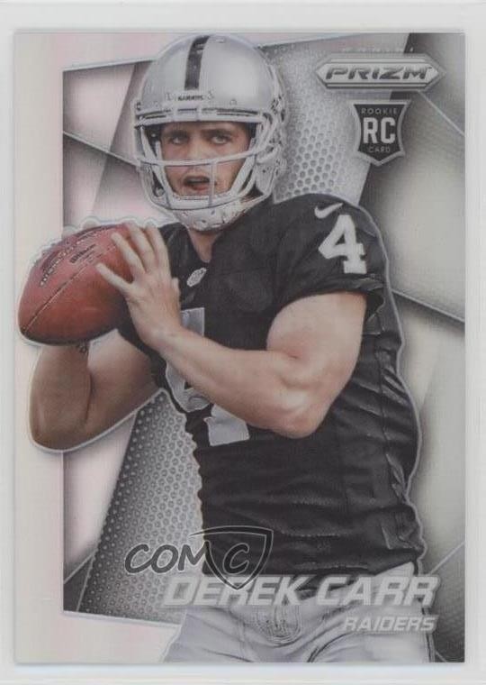 2014 Prizm Silver Derek Carr (Both Hands on Ball Looking Forward) #257 Rookie RC