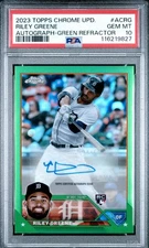 2023 Topps Chrome Update Riley Greene Green Refractor Auto /99 PSA 10 GEM MT RC