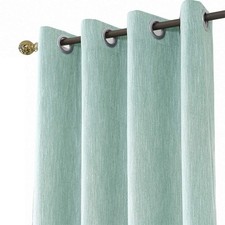 Privacy Office Curtain Drapes Blackout Perforated Linen Effect Curtains...