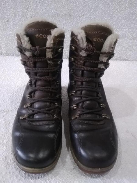 Women Ecco Boots Brown Leather 38 #3QAX