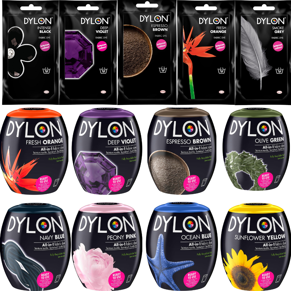 Dylon Washing Machine / Hand Fabric & Clothes Dye Pod 350g Powder 22 ...