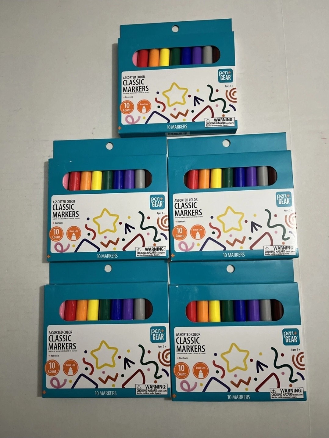Pen+Gear Assorted Colors Classic Markers(Lot Of 5), 10 Count