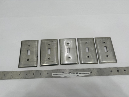 (5) USED Stainless Steel 1-Gang Toggle Switch Cover Plates - READ!