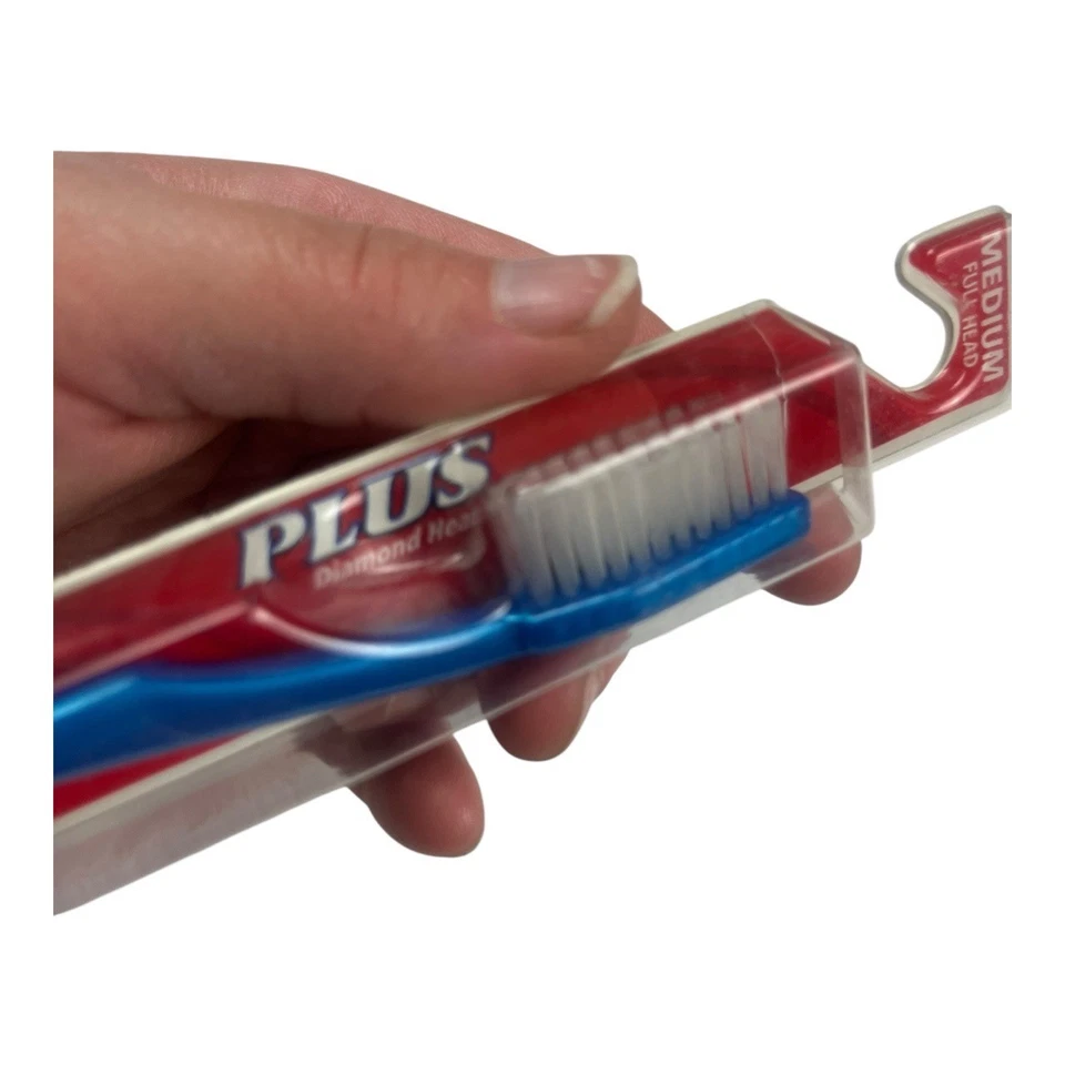 Colgate PLUS Diamond Head Manual Toothbrush Blue Medium Full Head ADA Clean - Image 4 of 4