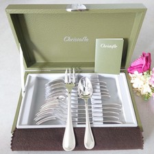 Christofle Perles 12pcs Silverplate Cake Fork Coffee Spoon Near MINT With Box