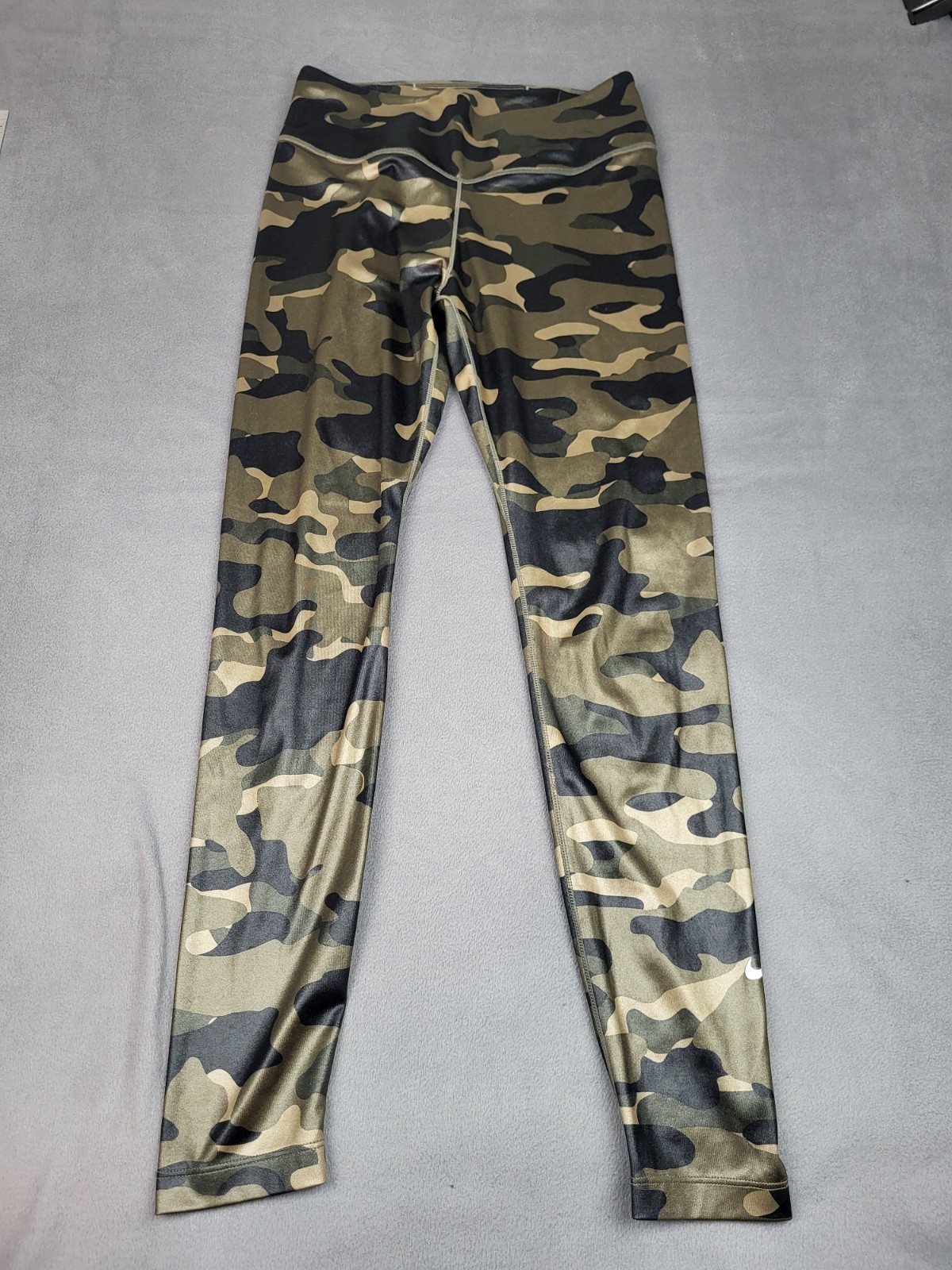 Nike One Camo Mid-Rise Leggings Womens Medium Gold Black Stretch Lightweight