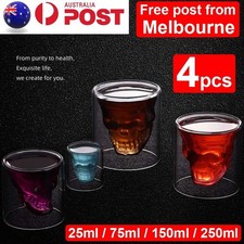 4pcs Crystal Skull Head Shot Glass Cup Coffee Latte Wine Cups Vodka Drinking AU