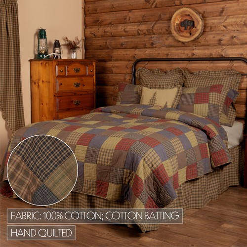 Rustic Twin Quilt Green Patchwork Cedar Ridge Cotton Bedroom Decor VHC Brands - Picture 6 of 7
