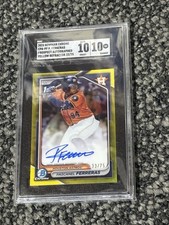 2024 Bowman Chrome 1st Pascanel Ferreras Yellow Refractor /75 Auto SGC 10 Card
