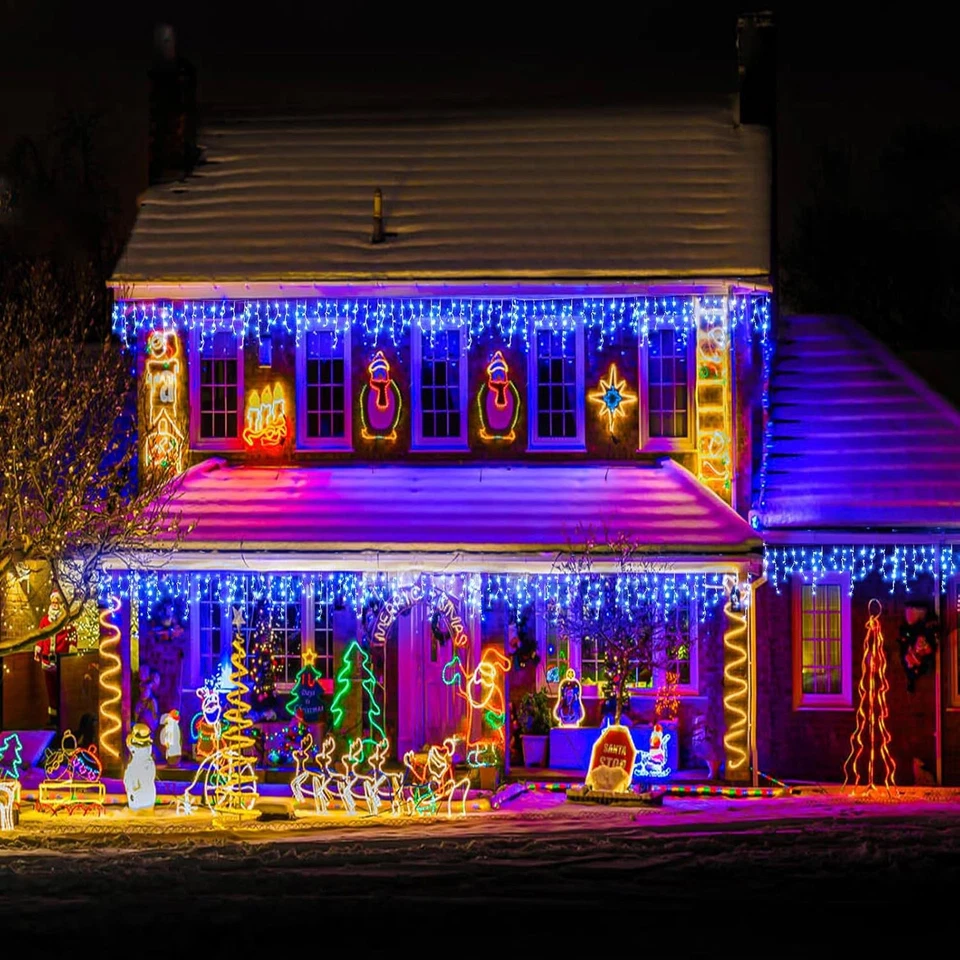 Christmas Lights Outdoor Decorations 96-960 LED 8 Modes Curtain String Light US - Image 4 of 4