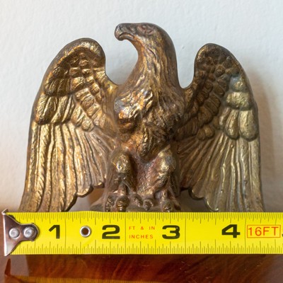Vintage Brass Eagle Sculpture   Patinated Spelter Figurine   Americana Décor
