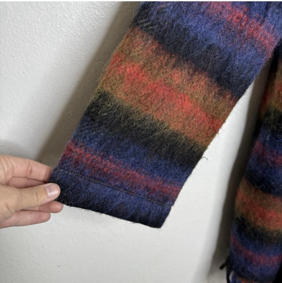 Chaqueta Anthropologie Hei Hei con flecos a cuadros para mujer XS/pequeña mezcla de lana colorida Foto 4 de 4