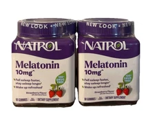 2- Natrol Sleep Melatonin 10 mg Strawberry Gummies 2X90=180 Gummies Exp 11/2026