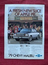 Vintage 1979 Chevrolet Malibu Print Ad Fresh New Slice Of Apple Pie Ad