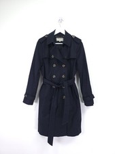 Hobbs Saskia Coat Size 12 Navy Blue Double Breasted Trench Mac Jacket Rain