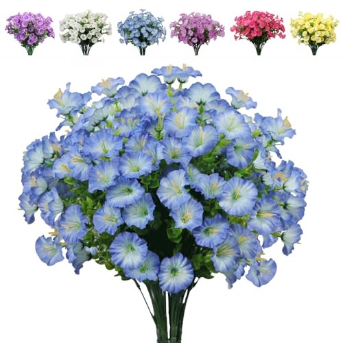 6 Bundles Artificial Morning Glory Fake Boxwood Shrubs UV Resistant No Fade