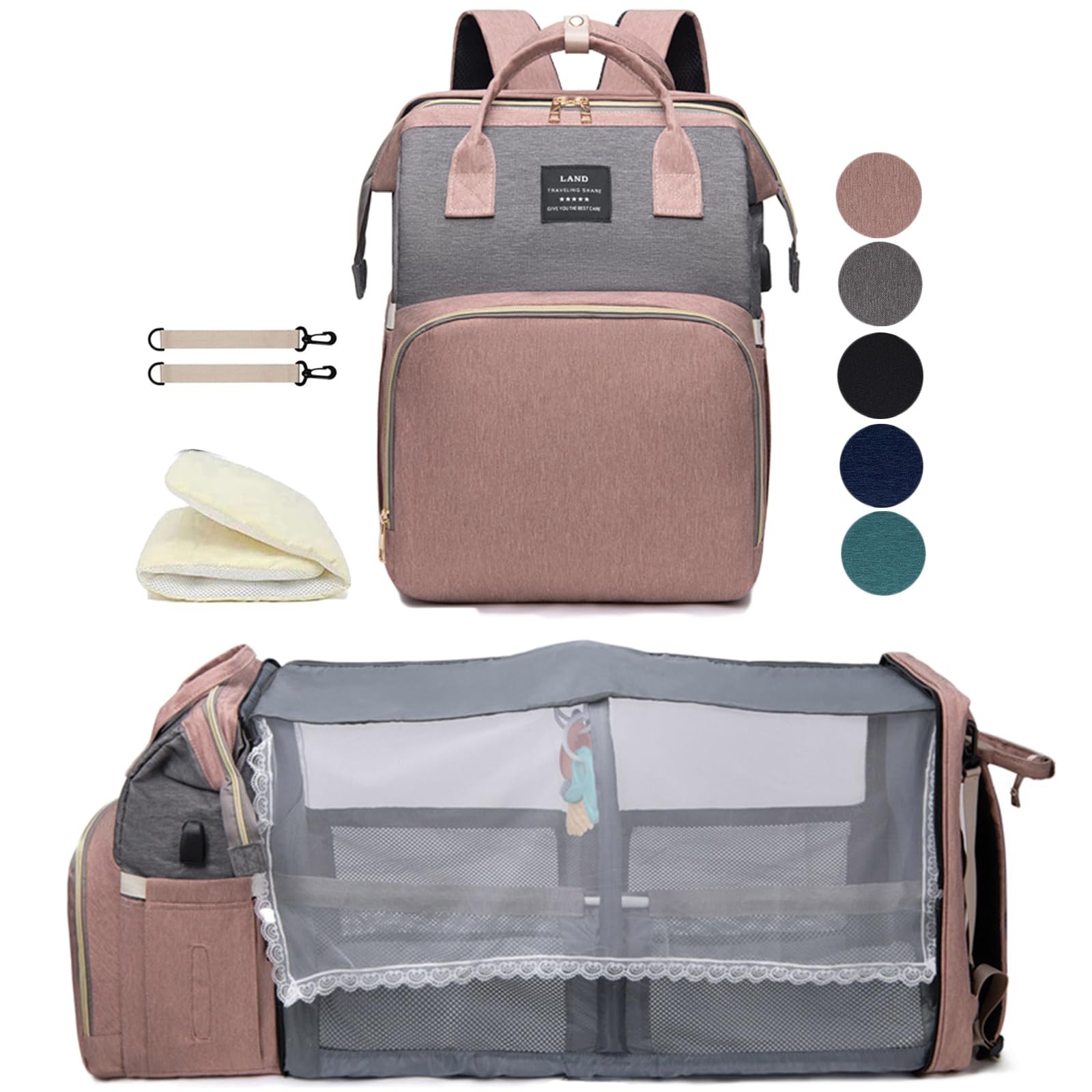 Bag Backpack Pink Changing Station Baby Girl Boy Newborn Houscly Bags