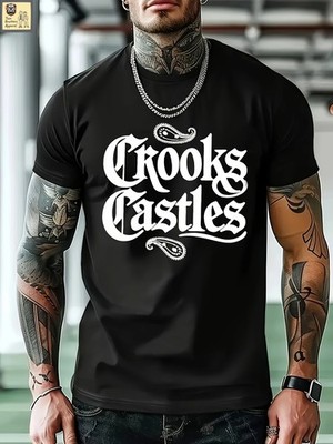 [Crooks Castles T-Shirt] Crooks Castles Men's Navy Blue T-Shirt - Bold 'Crooks