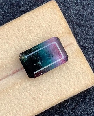 9.2ct natural rare  black blue & pink tri colors faceted tourmaline from afg