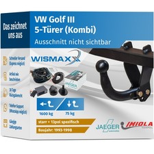 ANHÄNGERKUPPLUNG starr für VW Golf III Variant Kombi 93-98 +13pol E-Satz JAEGER