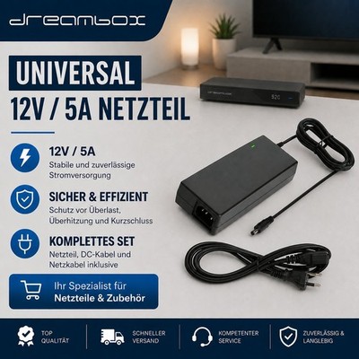 Dreambox Netzteil 12V 5.0A Thick HQ Qualität 5.5x2.1mm