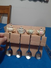  Vintage Souvenir, Miniature Teapot ,Spoon's