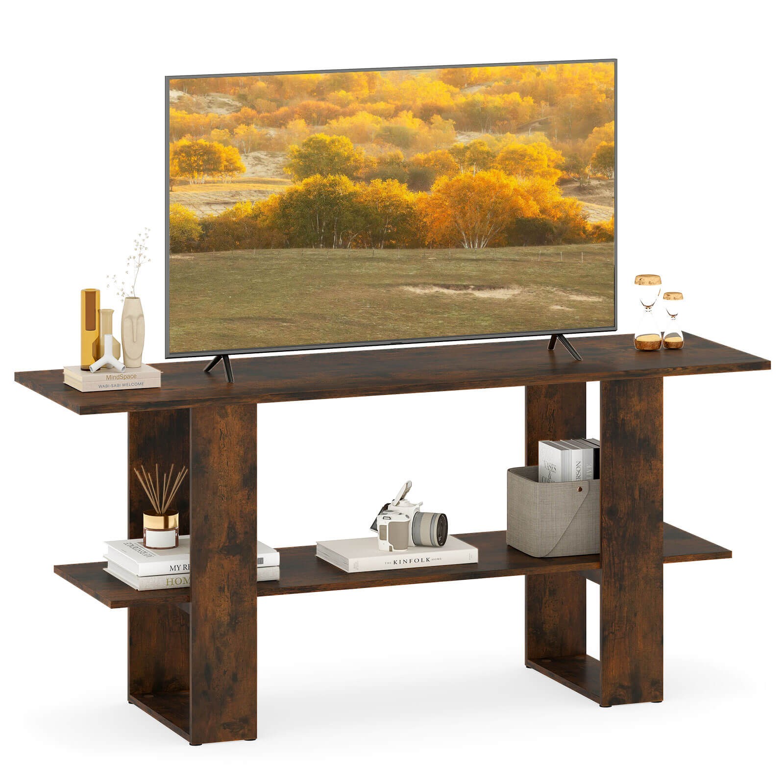 For Up To 55 Inches Tv Entertainment Center W/storage Shelf 