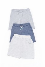 Boys Soft Cotton Shorts Bundle – Grey & Blue 3 Pairs Age 5–6 Years Mothercare