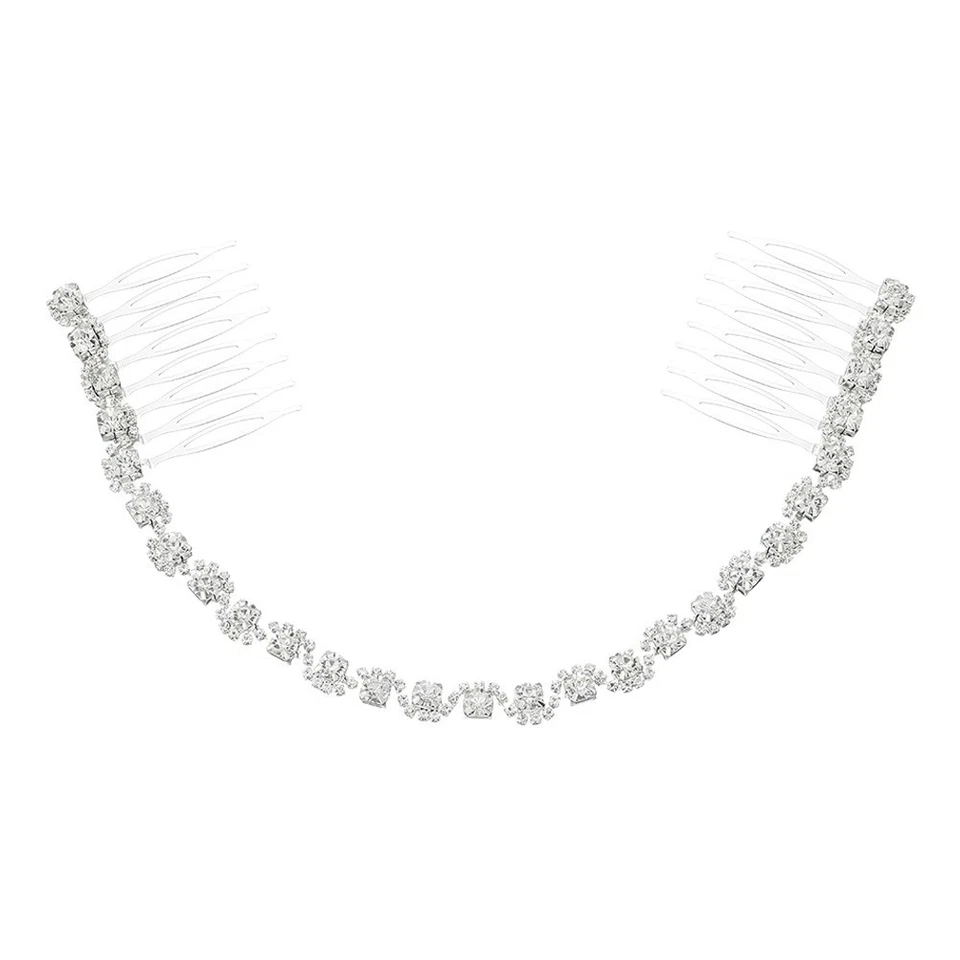  Pettine Per Capelli Da Sposa Cristallino Elegante Accessori Acconciature - Immagine 4 di 4