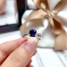 2Ct Round Lab Created Blue Sapphire Women's Wedding Ring 14K White Gold Plated