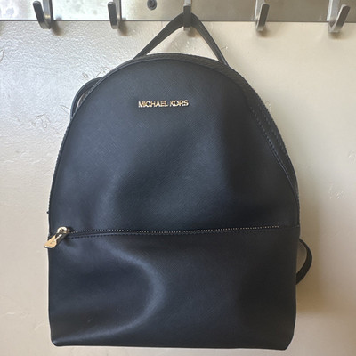 Michael Kors Women s Black Backpack Zip Closure Gold Hardware Det Strap