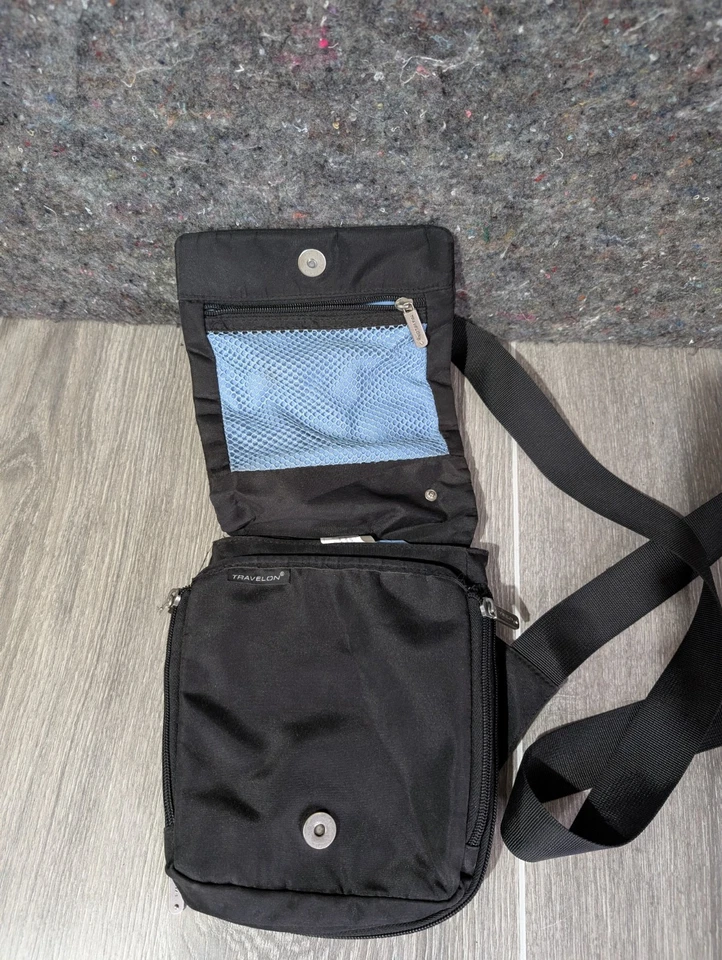 Travelon Bandolera Bandolera Mochila Mensajero Bolso de Viaje Negro Correa Ajustable Foto 2 de 4