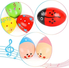 6 PCS Wooden Shaker Eggs for Toddlers, Egg Maracas Percussion Shakers Musical...