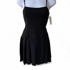Aeropostale Black Pleated Mini Dress Spaghetti Strap Drop Waist Women's S NWT