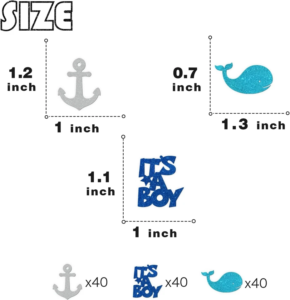 120 peças confetes Ahoy It'S a Boy - tema náutico chá de bebê/festa de revelação de gênero - Imagem 2 de 4