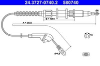 Ate Bremsseil Seilzug Feststellbremse 24.3727-0740.2 FüR Vectra Opel Cc J89 F19